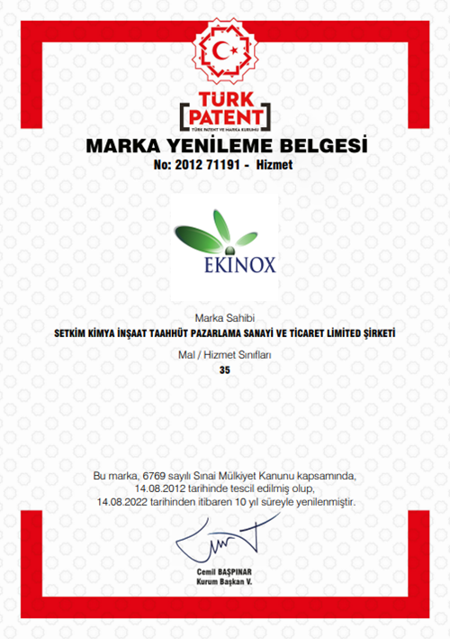 Ekinox Marka Tescil Belgesi
