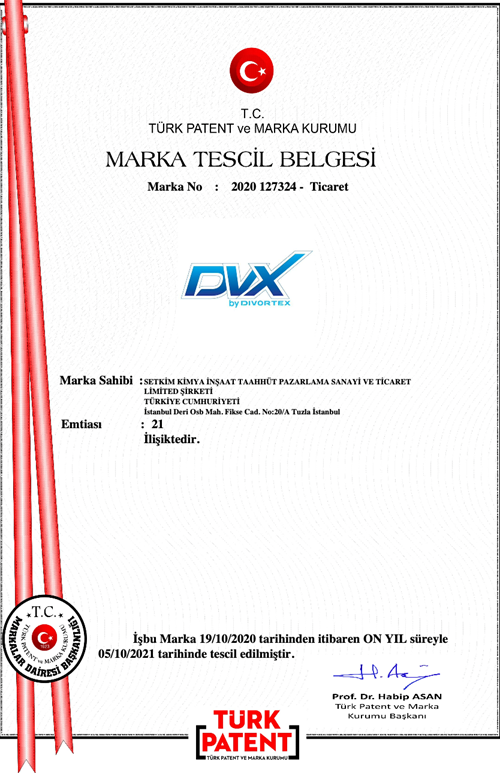 DVX Marka Tescil Belgesi 2020 127324 (Türk Patent)